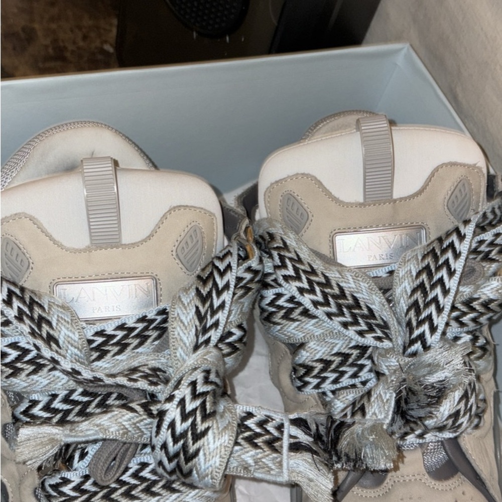 Lanvin Beige and Gray Sneakers